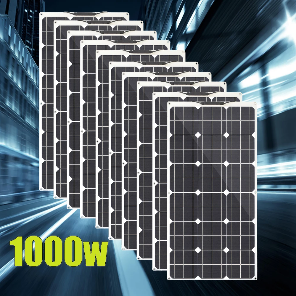 

1000w flexible solar panel kit complete 12v 600w 500w 400w 300w 200w 100w photovoltaic panel system for home camper 1000*500mm