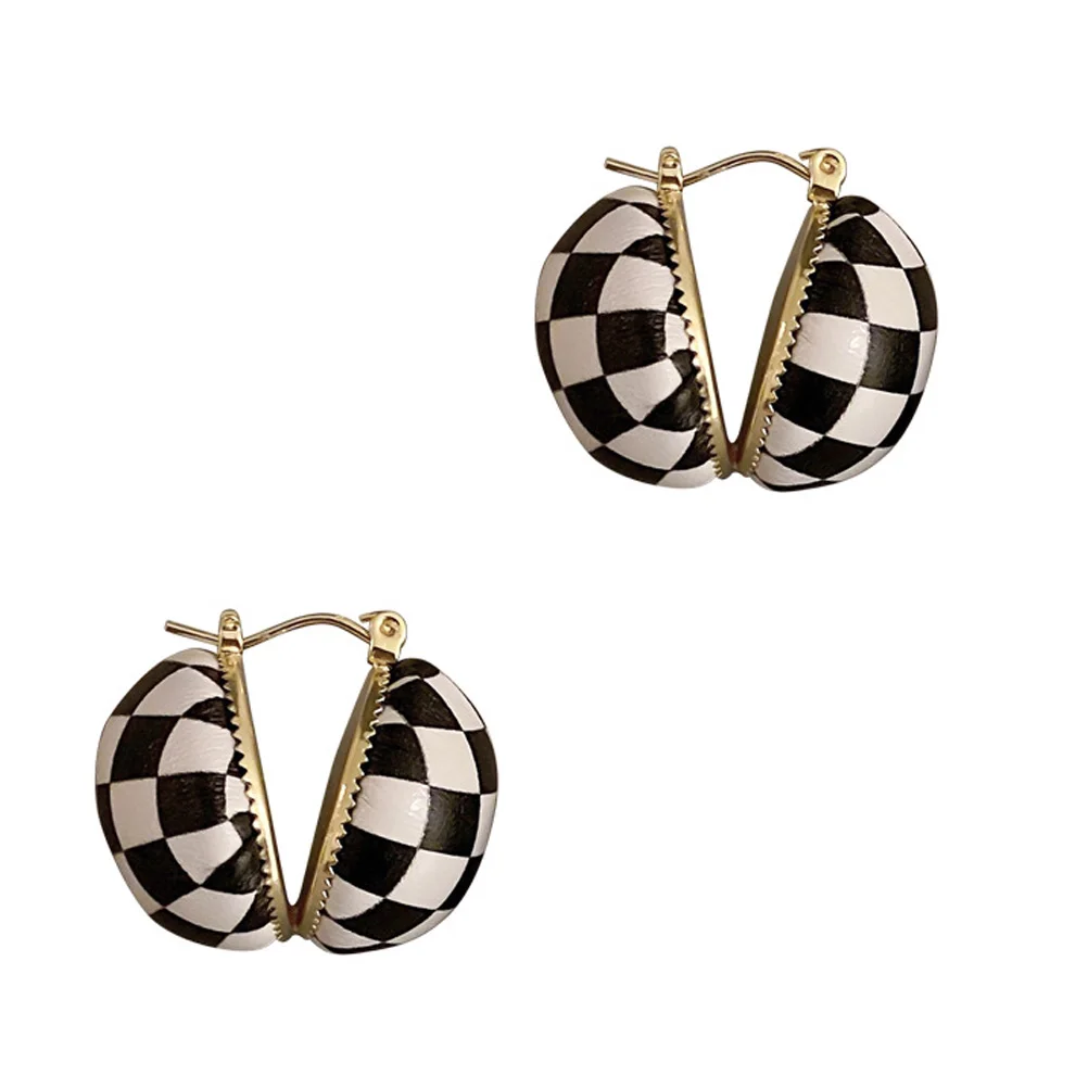 

Earrings Plaid Stud Checkerboard Checkered Ear Black Studswhite Party Summer Women Jewelrycute Decor Alloy Lady Elegant Faux