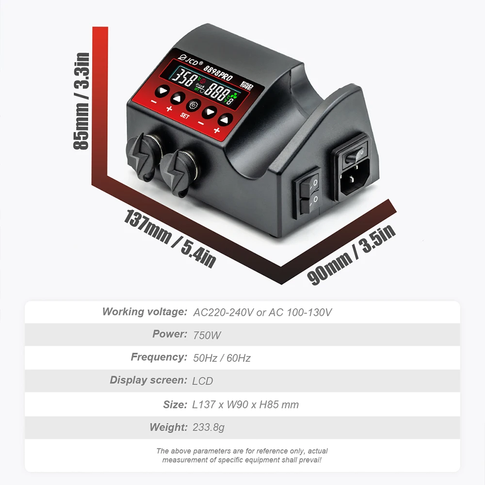 Паяльная станция JCD 8898Pro 2-в-1 с ЖК-дисплеем, настенная, для ремонта телефонов, BGA, SMD, PCB, IC (art.: 3920d95a8cd92) - 3920d95a8cd92