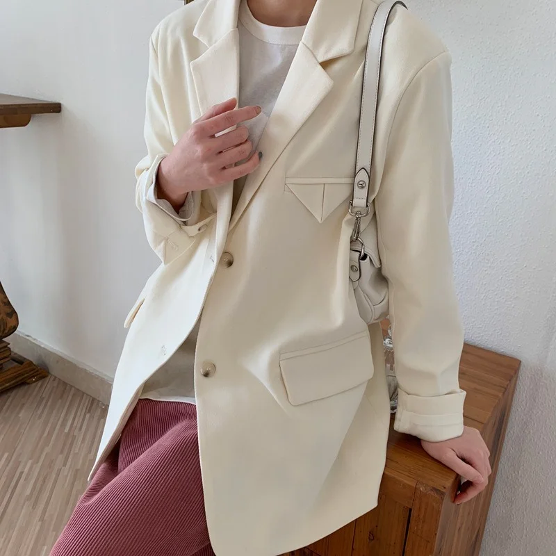 2023 Spring Fall Women Loose Solid Color Suit Jacket Female Candy Color Korean Casual Suit Jacket Woman Harajuku Long Sleeve