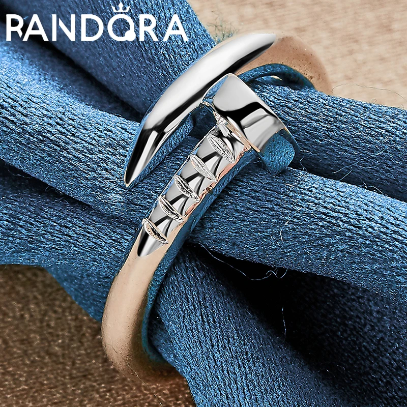 

RAIVDQRA 925 Silver Color Nail Opening Rings For Women Man Fashion Popular Jewelry Wedding Party Individuality Trend Accessories