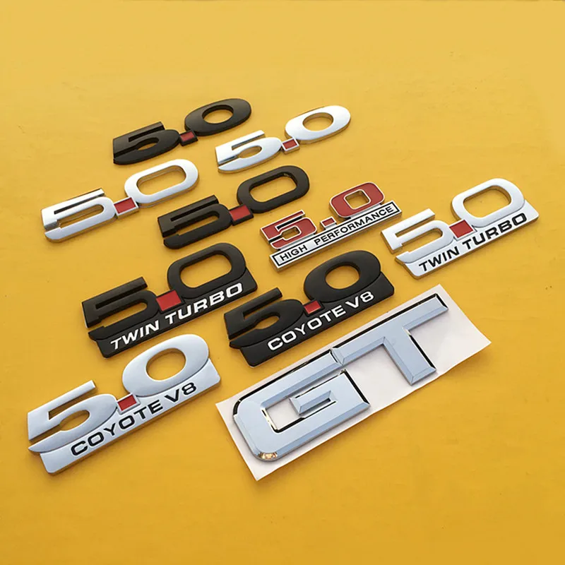 

3D Metal High Performance Car Sticker 5.0 Twin Turbo Emblem SVT Cobra Badge Decals Car Styling For Ford Mustang Car Accessories