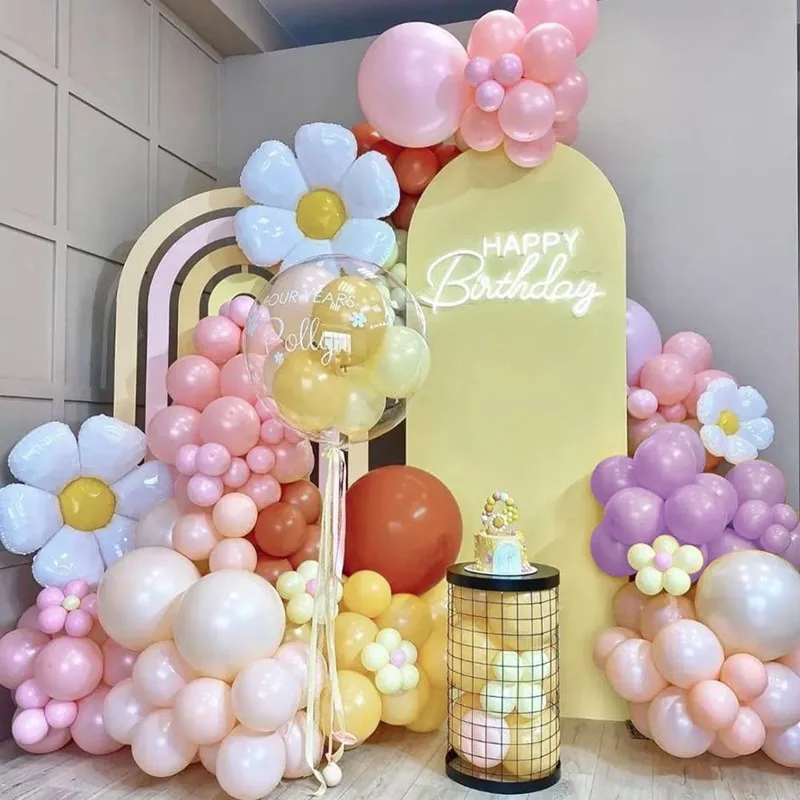 

143pcs Macaron Balloons Garland Arch Kit Daisy Sunflower Foil Ballon Girl Princess Birthday Party Wedding Decoration Baby Shower