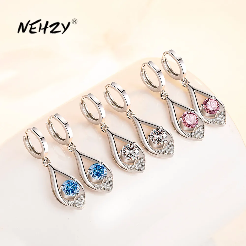 

NEHZY Silver plating New Women's Fashion Jewelry High Quality Cubic Zirconia Heart-shaped Exaggerated Long Tassel Earrings