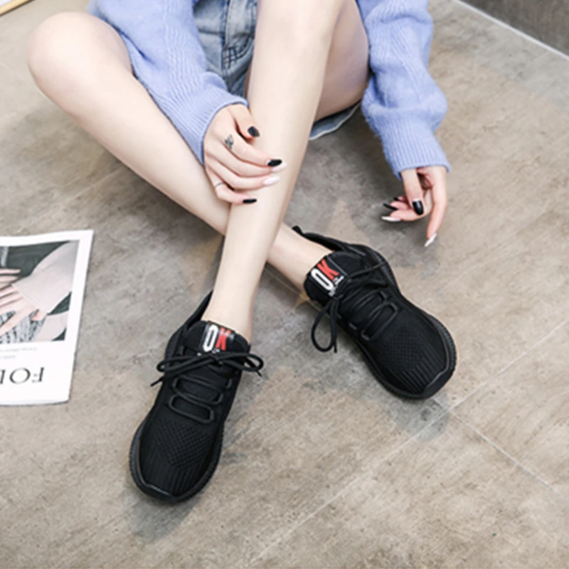 Spring Autumn 2022 Fashion Sneakers Women Shoes Stretch Fabric Breathable Shoes Woman Tenis Feminino Platform Shoes Ladies