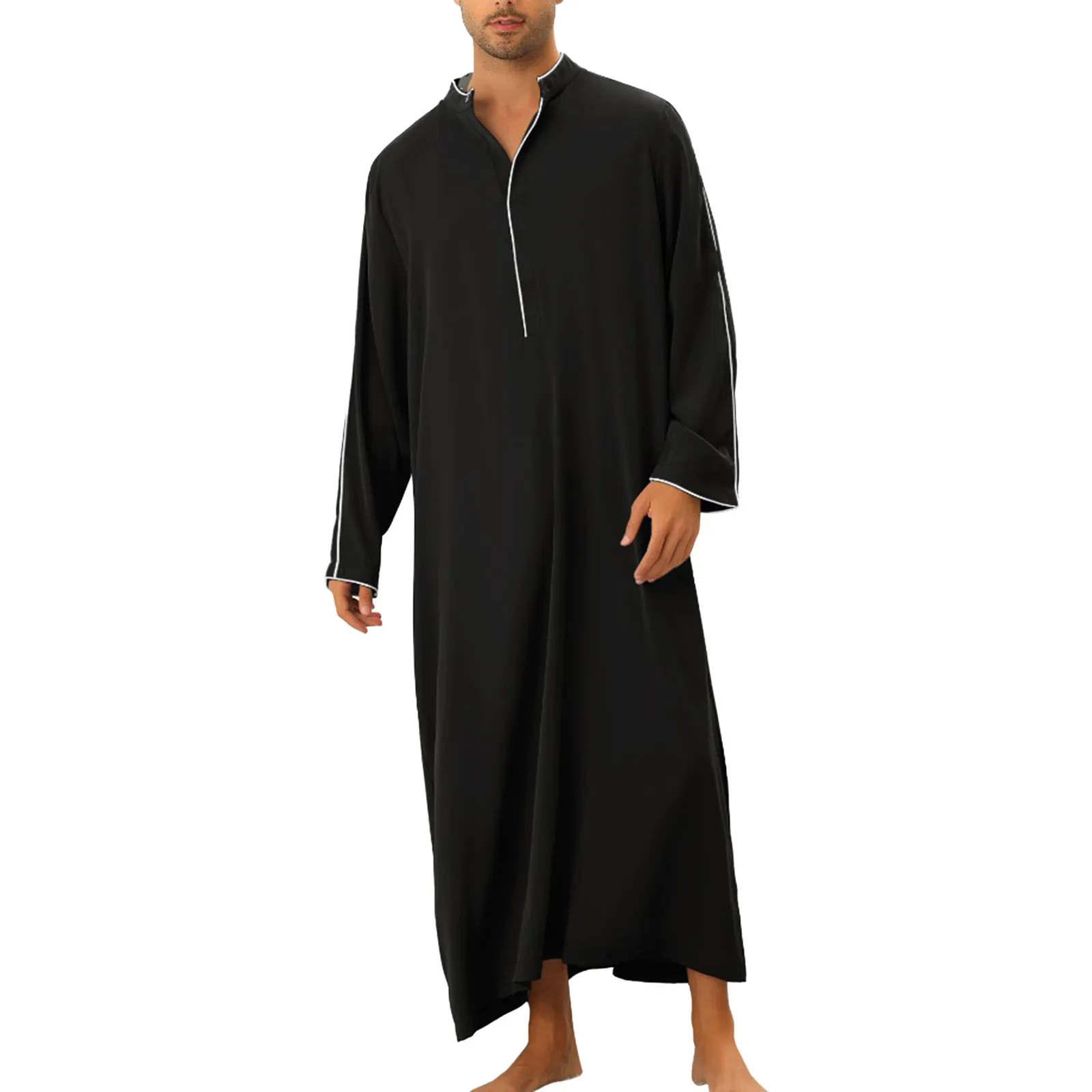 

Men Muslim Islamic Kaftan Arab Vintage Long Sleeve Men Thobe Robe Loose Dubai Saudi Arab Kaftan Men Clothing 2023