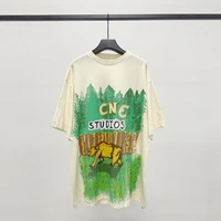 classic ac studios spring summer t shirt acne smiling face tees loose o neck print short sleeve for men and women couple