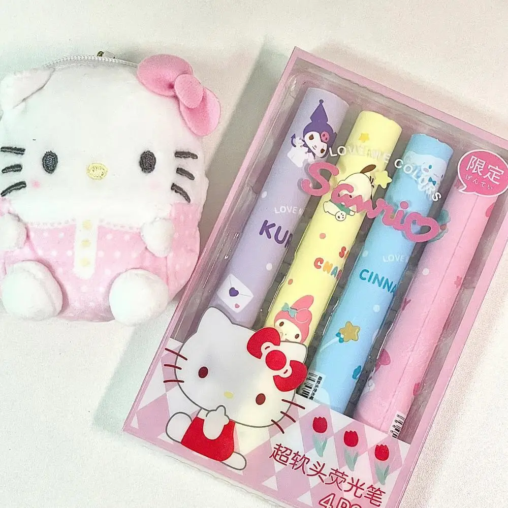 

Hello Kitty Cinnamoroll Kuromi моя мелодия полакко Санрио милый мультяшный флуоресцентный маркер аниме игрушка для девочки подарок на день рождения