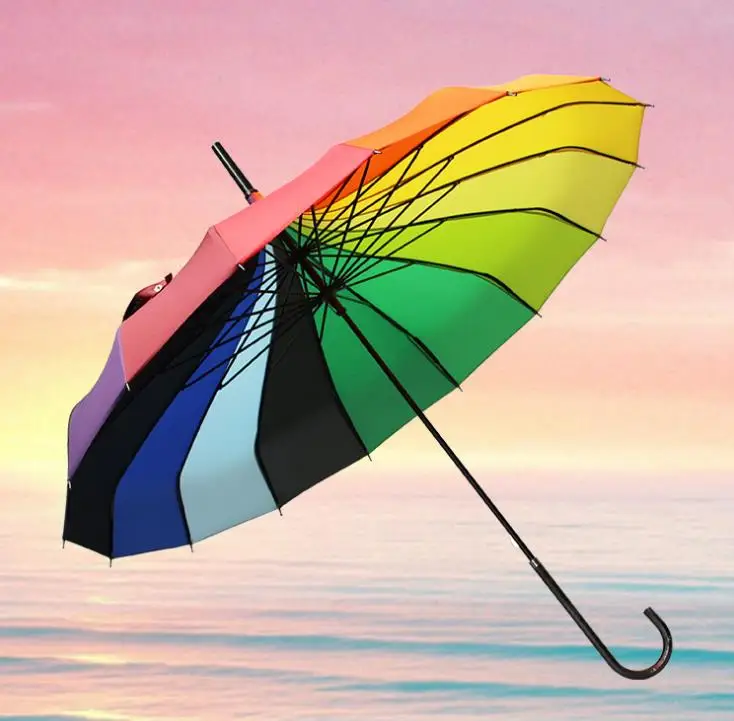 

50pcs Sun Rain Lady Princess Royal Long-handled Straight Golf Umbrella Rainbow Pagoda Palace Creative Umbrella