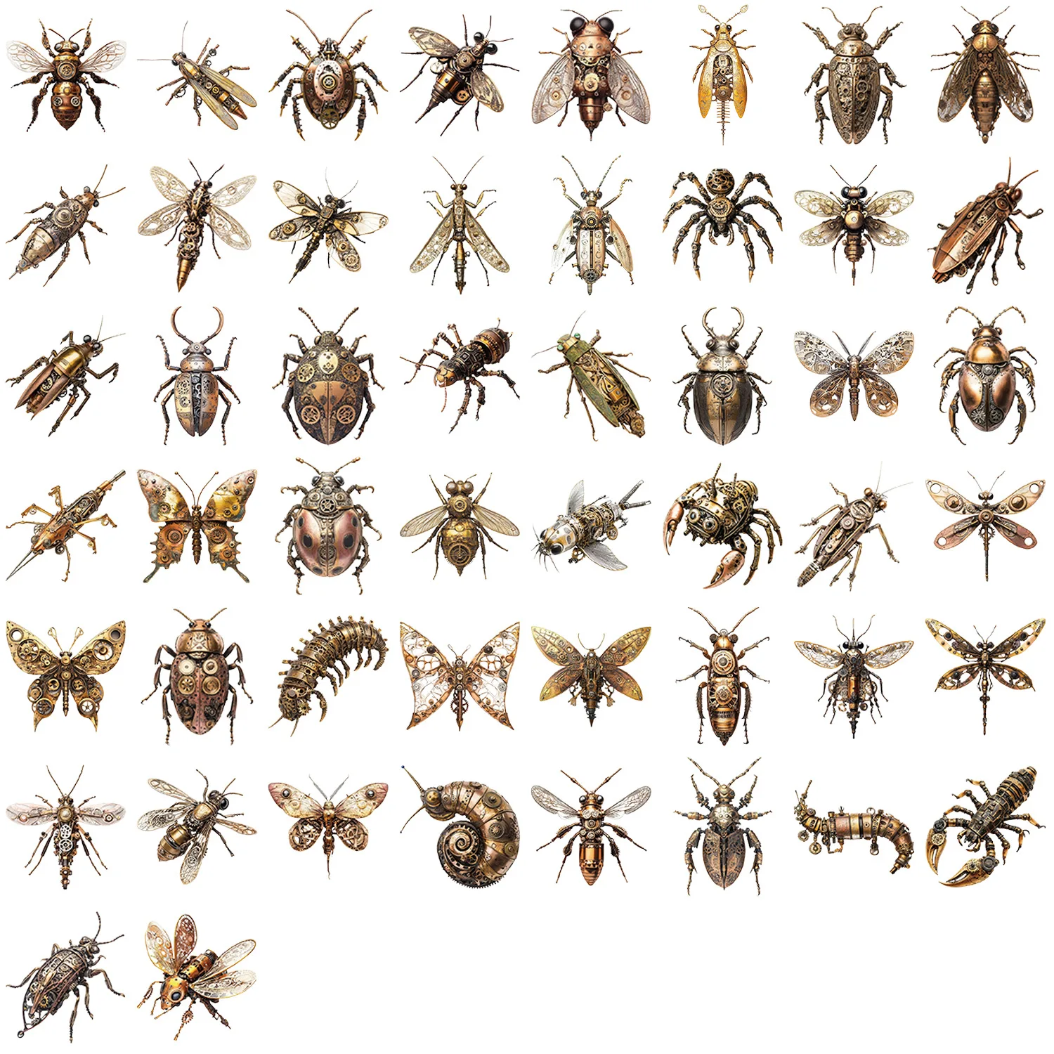 

Стикеры HD-панк/стимпанк с насекомыми 50/100 шт.