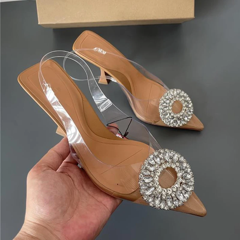 

2022 Summer High Heels Women Peep Toe Heels Women Soft Women Shoes Sexy Ladies Sandals Pointed Toe Zapatillas Mujer Footwear