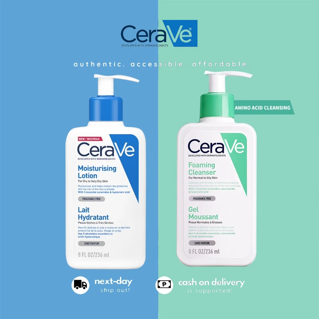 

2Pcs Original Cerave Moisturizer Face Body Moisturising Lotion Foaming Cleanser Fragrance Free Face Wash With Hyaluronic Acid