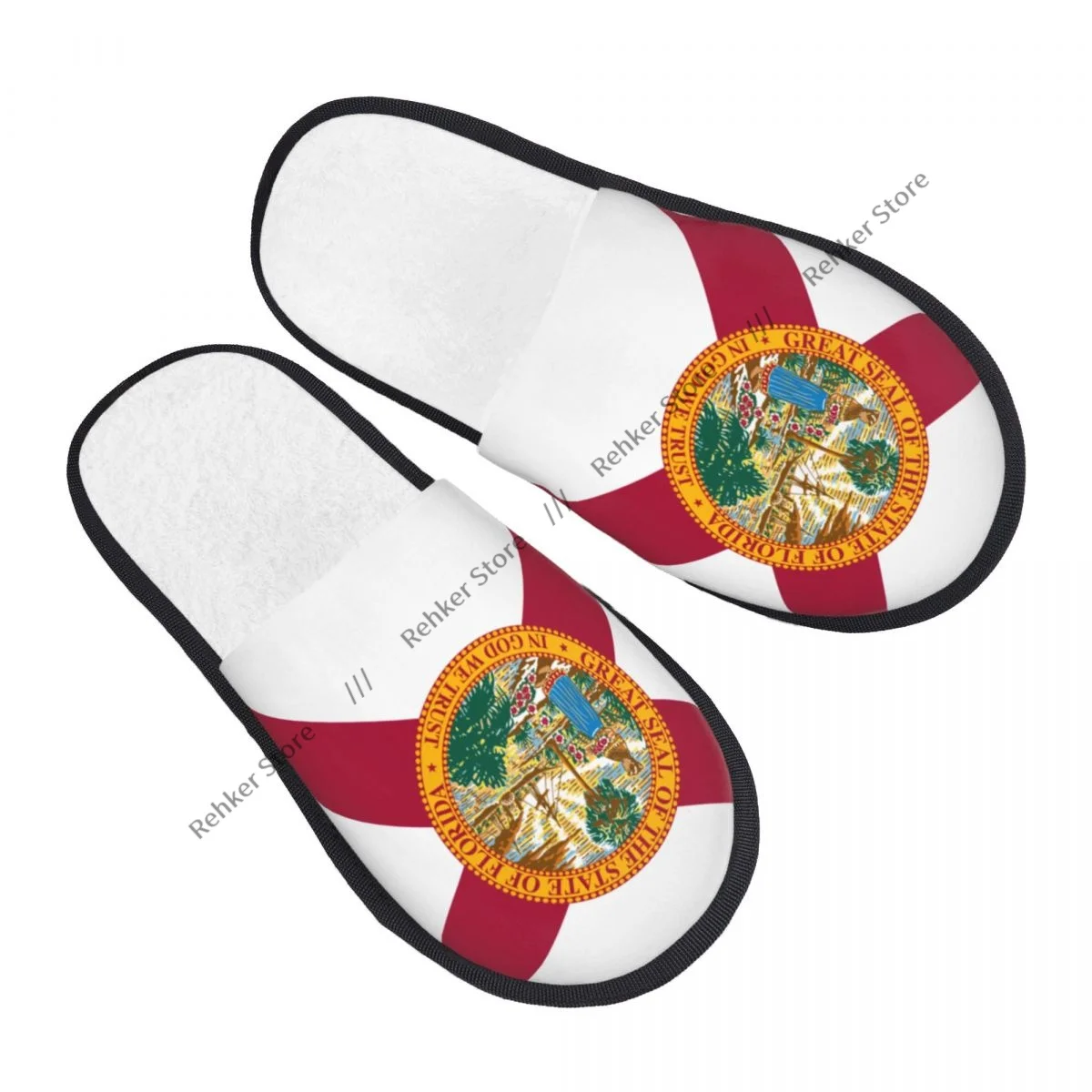 Мягкие плюшевые хлопковые тапочки с флагом Флориды нескользящие напольные