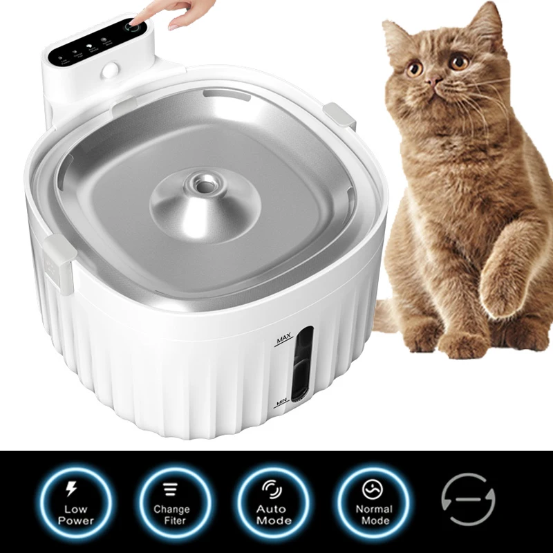 

Cat Water Fountain Stainless Steel Dog Dispenser Filter Automatic Drinker USB Cable Battery Operated Pet Feeder Water Fountain