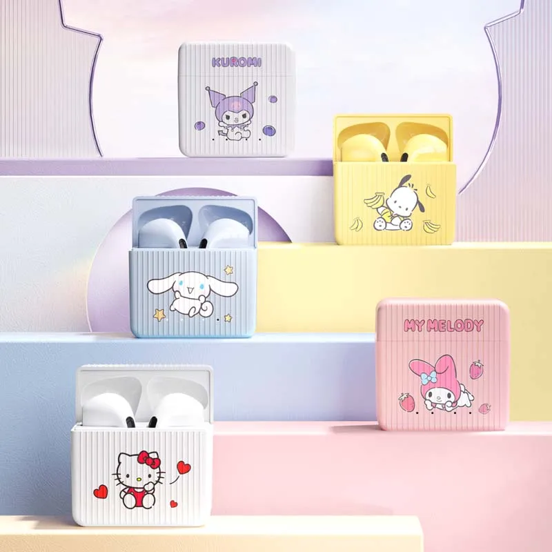 

Sanrio kittys Melody Kuromi Cinnamoroll Kawaii Bluetooth наушники Симпатичные Мультяшные беспроводные наушники Музыкальная гарнитура для Iphone Xiaomi