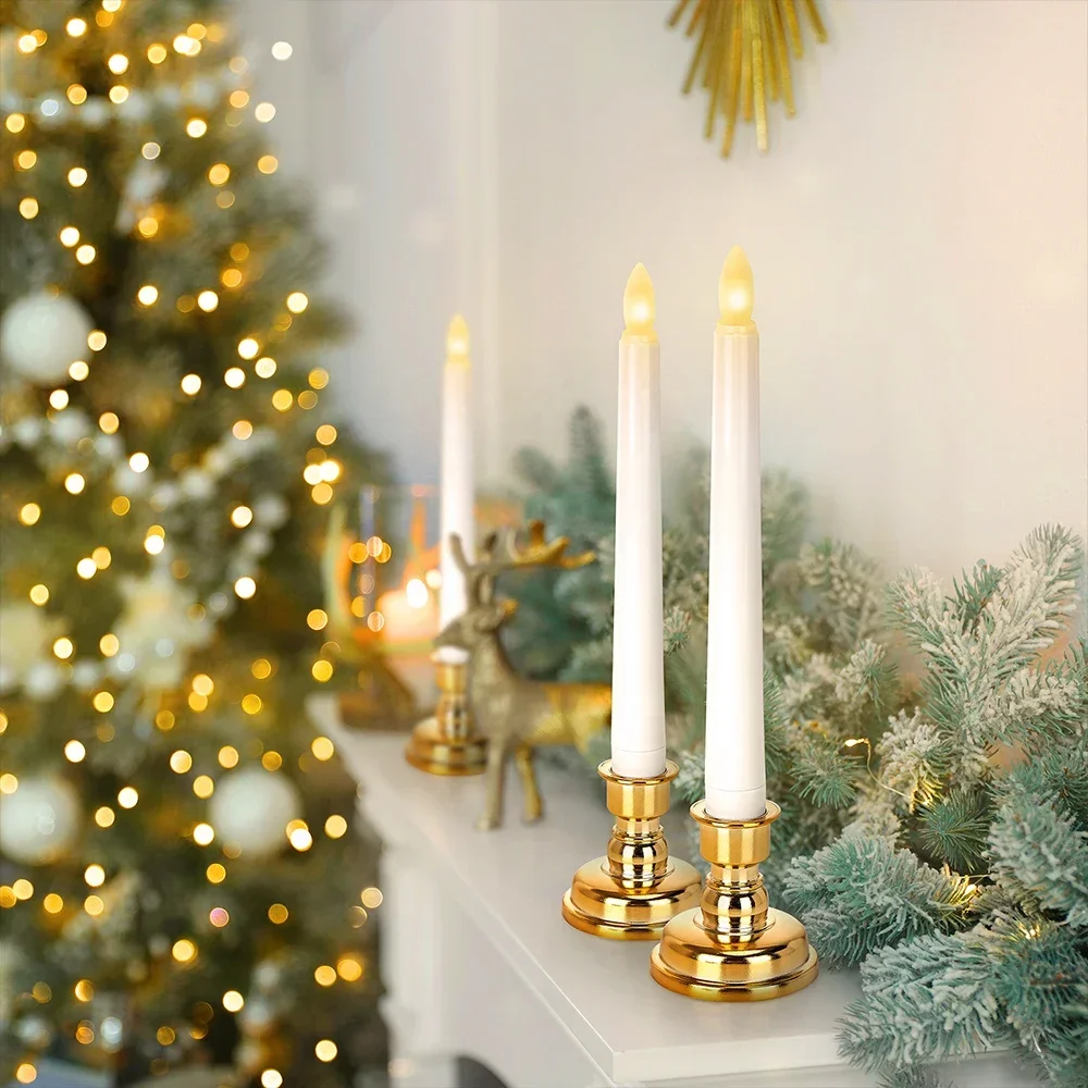 6 шт./набор беспламенные Свечи с подсвечником