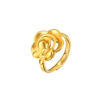trendy flower resizable ring woman 100 real 22k yellow gold brilliant jewelry for engagement gift girl