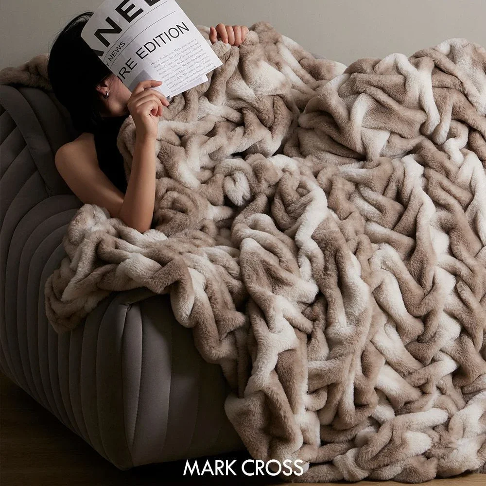 Роскошное меховое одеяло в стиле ретро для зимы искусственное теплое