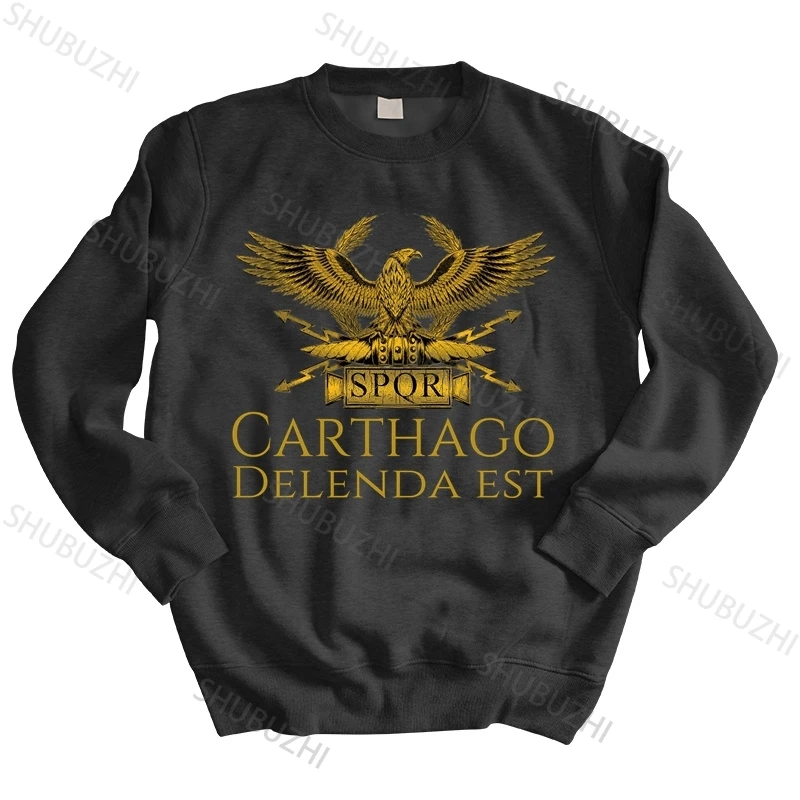 

men autumn sweatshirt black hoody Ancient Classical Roman History Carthago Delenda Est Latin Quote SPQR hoodies Imperial