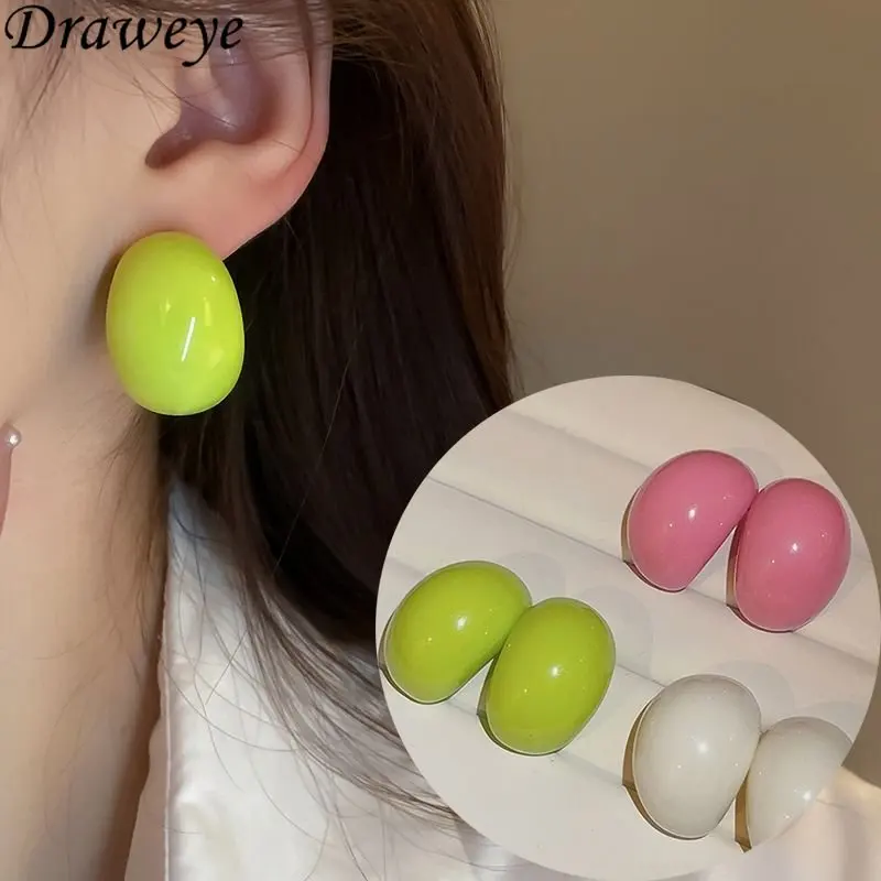 

Ювелирные изделия Draweye карамельных цветов для женщин милые корейские модные геометрические Винтажные серьги-гвоздики базовые летние элега...