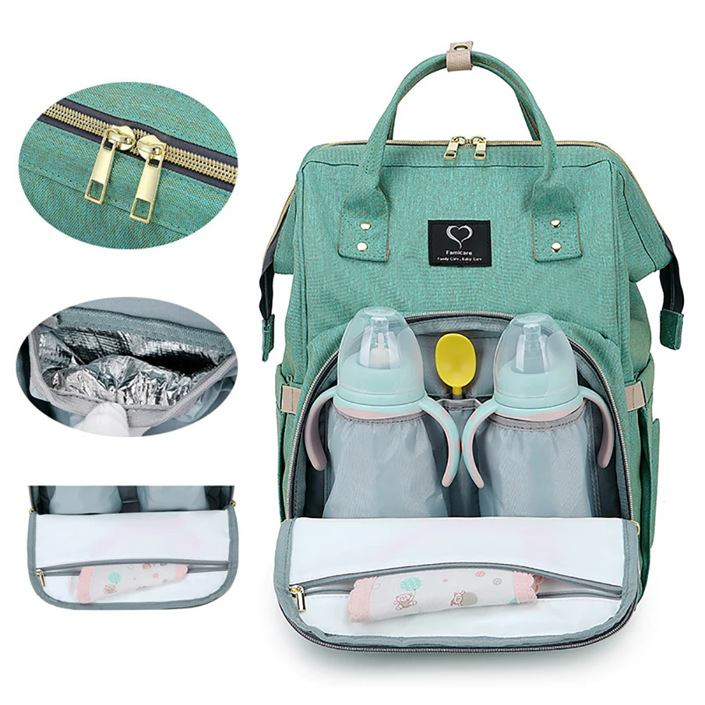 Multi-Function Baby Organizer Travel Backpack With Changing Pad Mom Waterproof Usb Diaper Bag Mommy Diaper Backpack images - 6