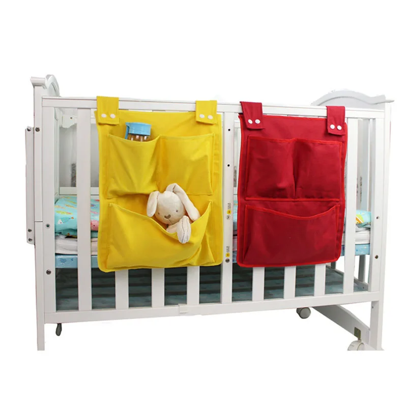 

Baby Bed Hanging Storage Bag Baby Crib Organizer Baby Bottle Toy Hanging Bag for Newborn Crib Nursery Bedside Storage Bag Pocket