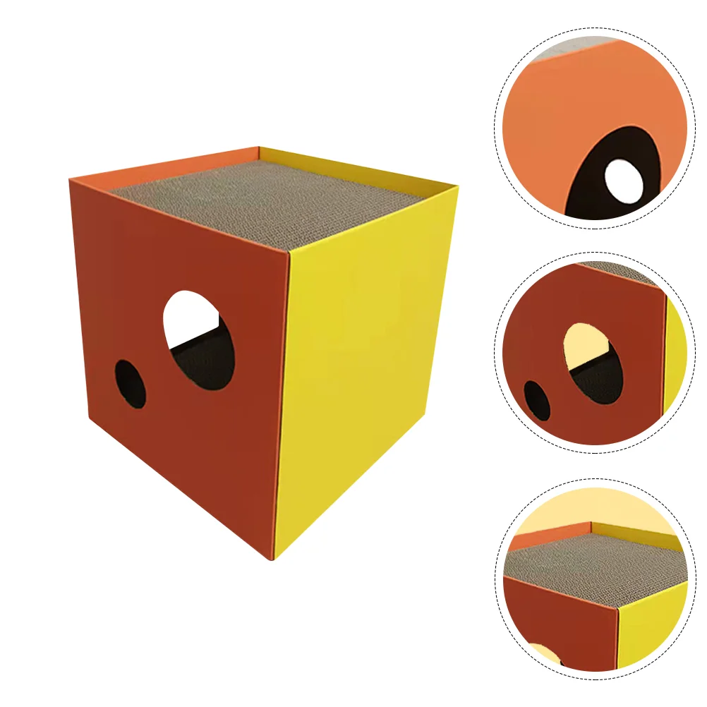 

Cardboard Cat House with Scratcher Corrugated Cardboard Cat Scratcher Reversible Panels Box Scratcher for Cats Kittens