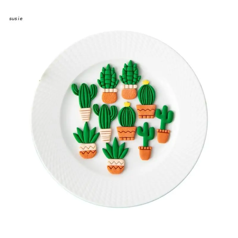 

X7YA Soft Pottery Clay Cutter Earrings Moulds Cactus Shaped Plastic Jewelry Pendant Making Mold Hand-making Cutting Molds