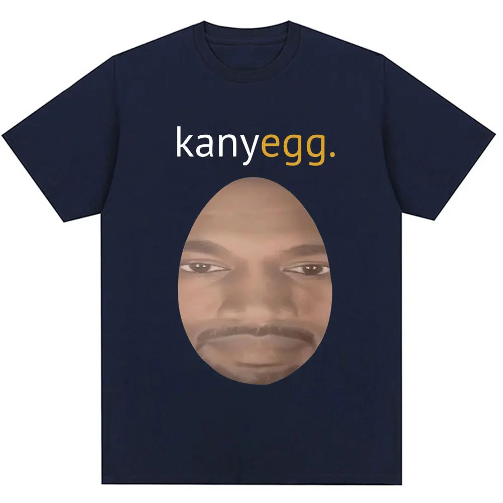 Фото Забавная футболка Kanye West Meme Kanyegg Humor Creativity Мужчины Женщины Хип-хоп с коротким рукавом Негабаритная хлопковая повседневная футболка Уличная одежда №3