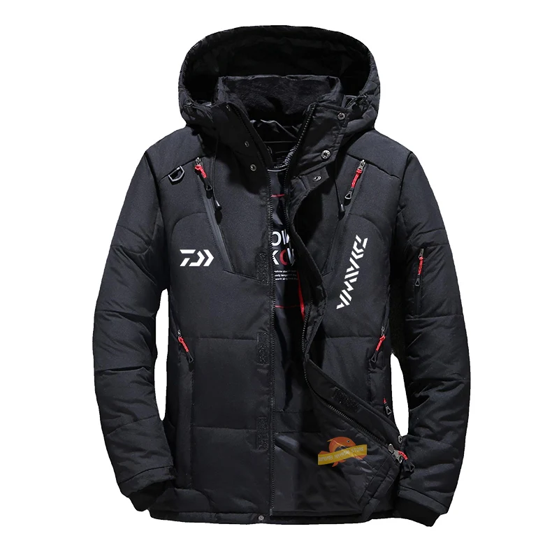 

2023 Daiwa For Men Winter Fishing Down Jacket Hooded Windproof Thicken Warm Snow Parka Outdoor Waterproof Hiking Fishing Clothes