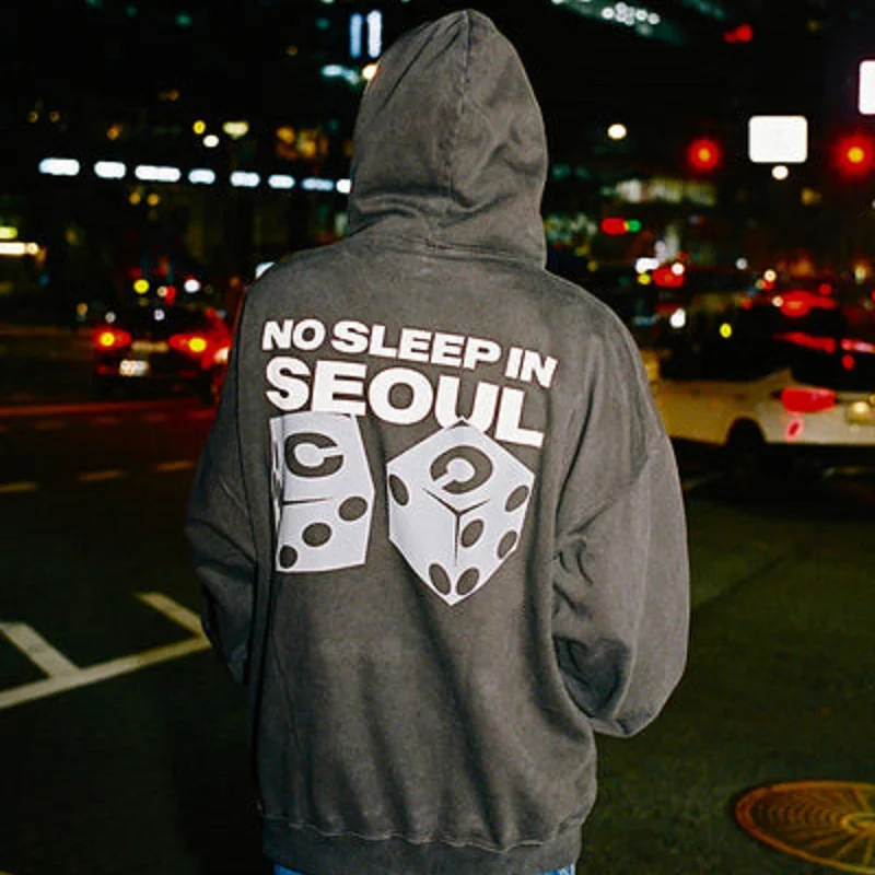 

Hoodies Y2k clothes Letter dice Oversized Fashion Long Sleeve Loose Harajuku Hooded Sweatshirts Black pullover Y2k Streetwear