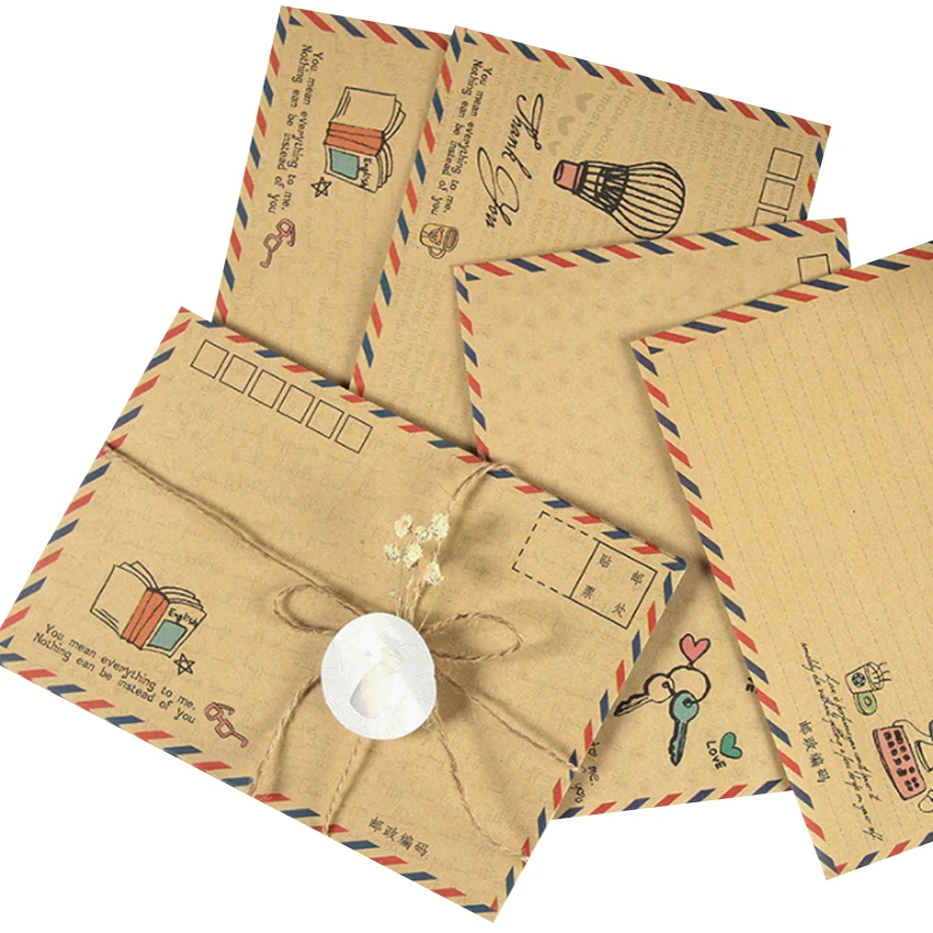 

free shipping 120pcs 12.5*17.5cm Airmail envelope can send postcards cowhide B6 Office School Supply Mini Envelop Postcard