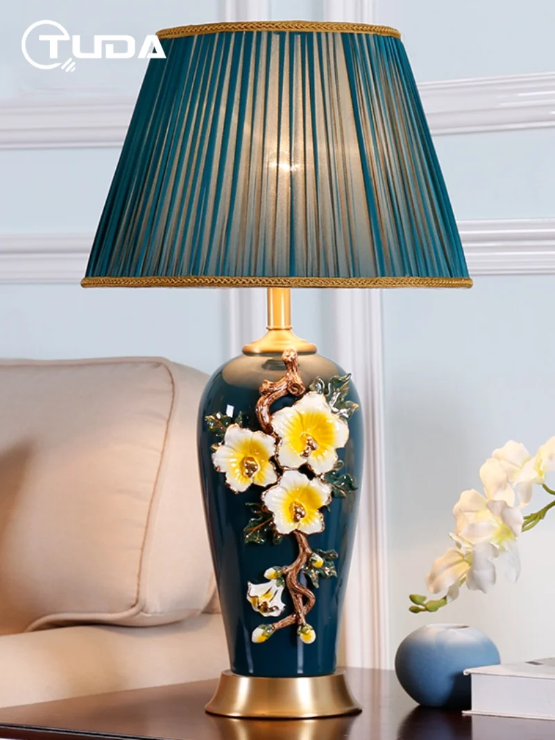 Большая роскошная эмалированная Керамическая Настольная лампа для спальни