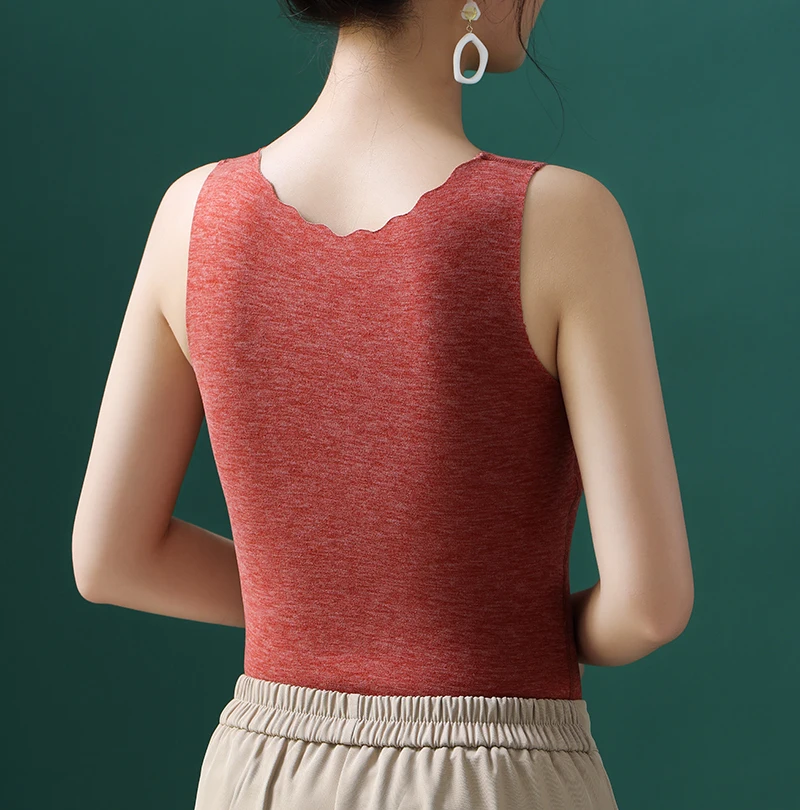 Double Side Brushed Velvet Lace Thermal Women Underwear plush thick Bra & Vest integrated Keep Warm In Winter