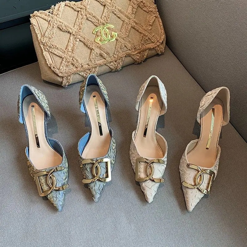 

Sandals Women Designers Pumps for Women Shoes Pointed Toe High Heels Fashion Wedding Shoes Hollow 2023 New Claquette Femmes Luxe