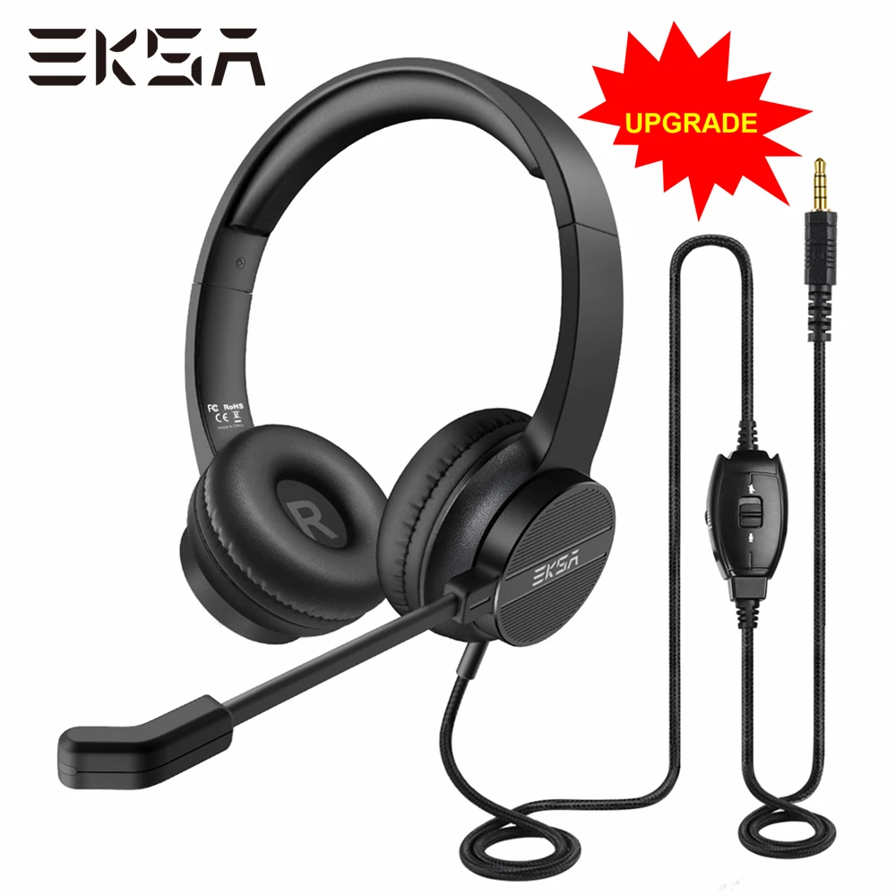 

EKSA H12 офисная гарнитура, наушники-вкладыши 3,5 мм, проводные компьютерные наушники с микрофоном, колл-центр, гарнитура для геймеров, для ПК, но...