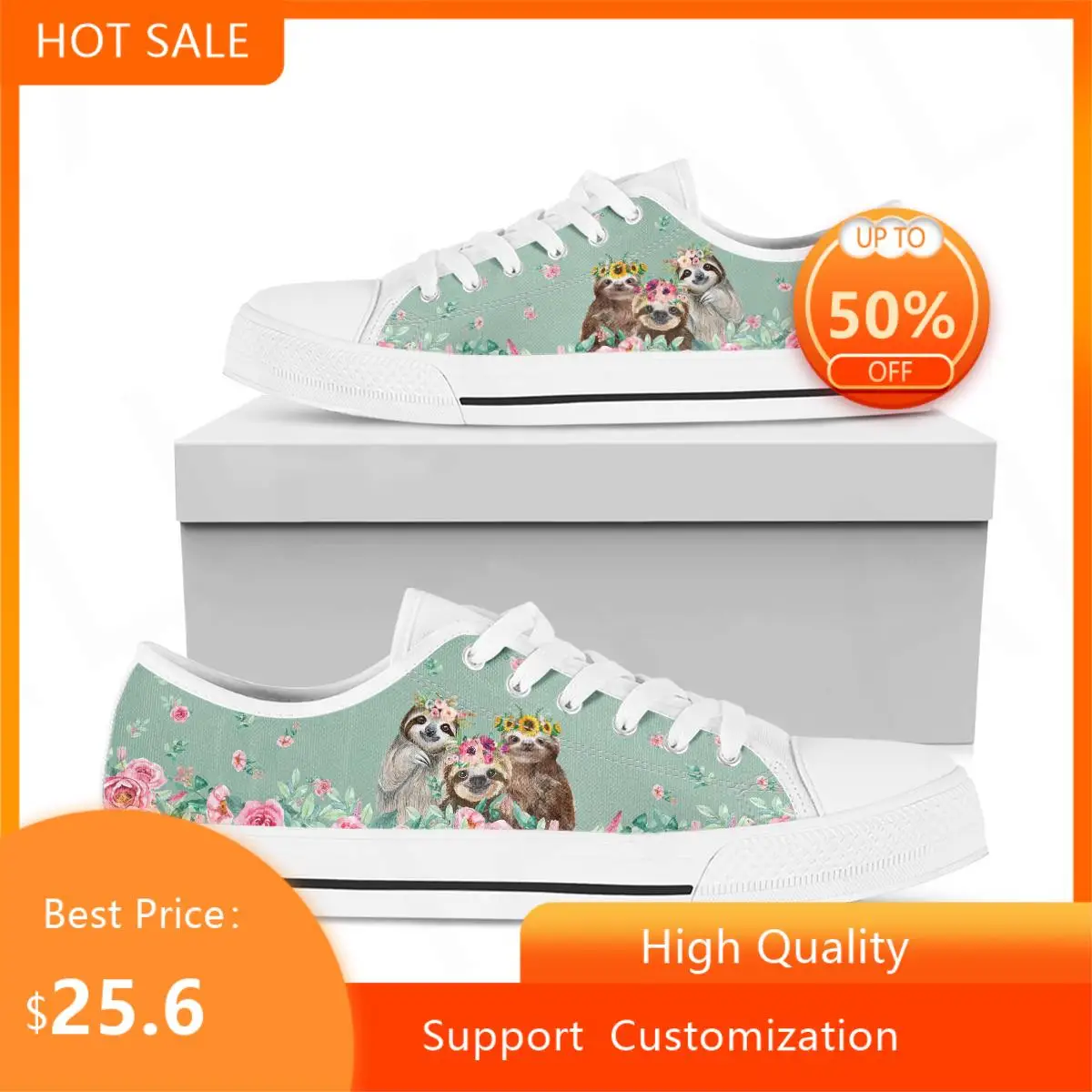 

BKQU Women Canvas Shoes Pink Sloth Floral Fashion Autumn Summer Sneakers Casual Sneakers Low Top Female Students Flats 2022