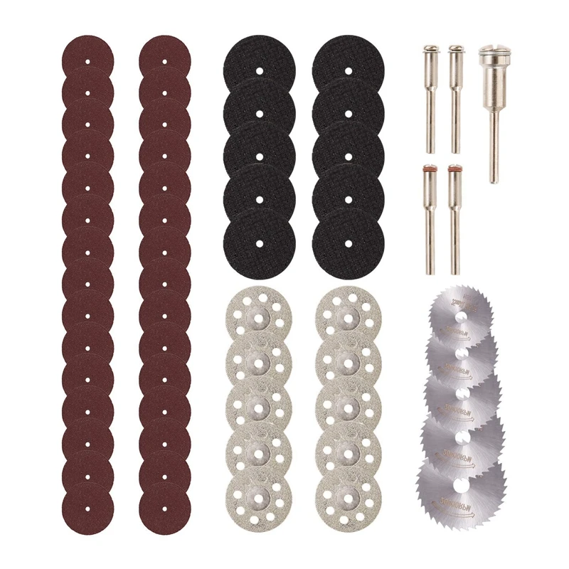 

60 шт. набор режущих колес, Алмазное режущее колесо с хвостовиком 1/8 дюйма, мини пильные диски из быстрорежущей стали, диск для отрезки смолы, ...