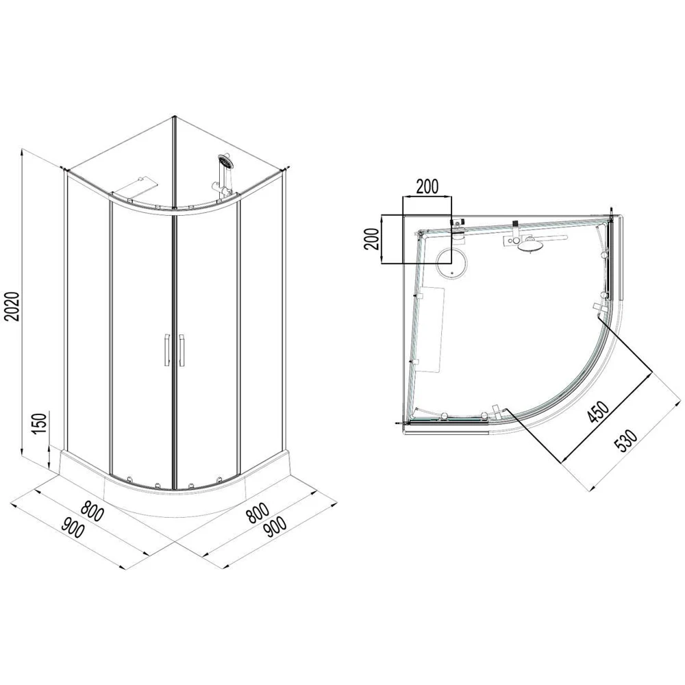 Душевая кабина Aquanet Passion EVO R white  90x90 см набор 3 |