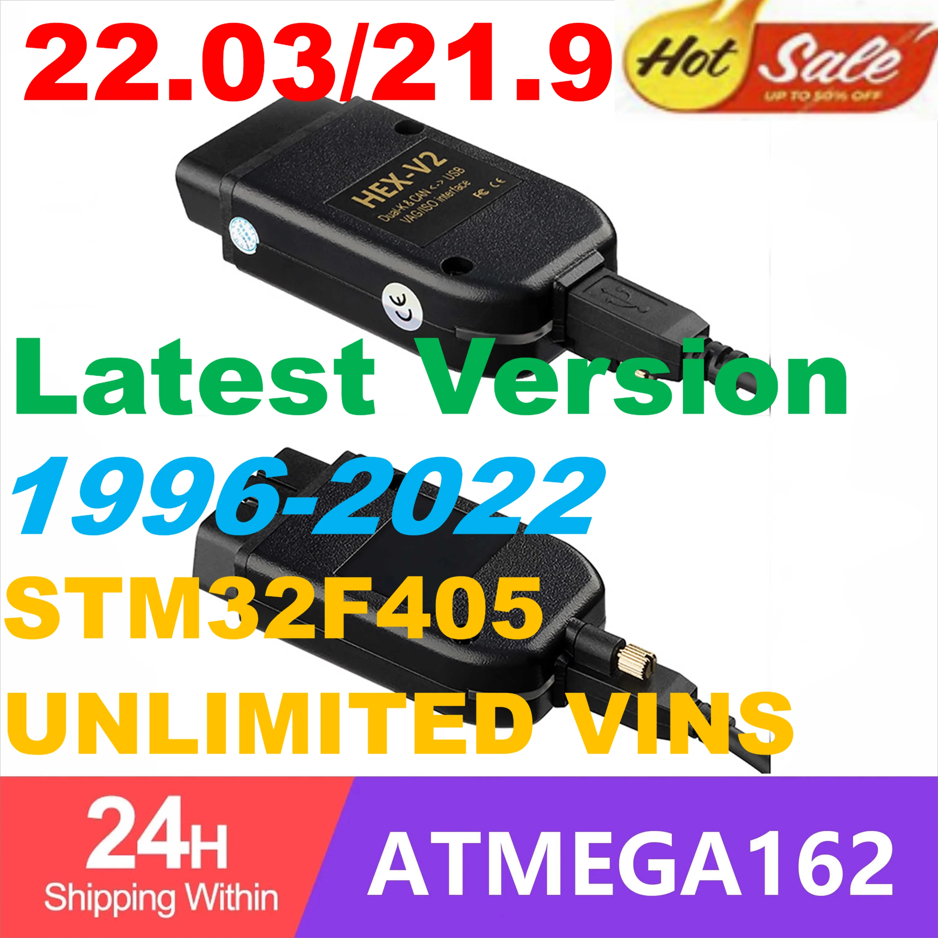 

[2022 HOTSALE] VAGCOM 22.3 Obd2 Scanner HEX V2 21.9 FOR VW AUDI Skoda Seat ATMEGA162 Multi-language VAG COM VCDS HEX V2