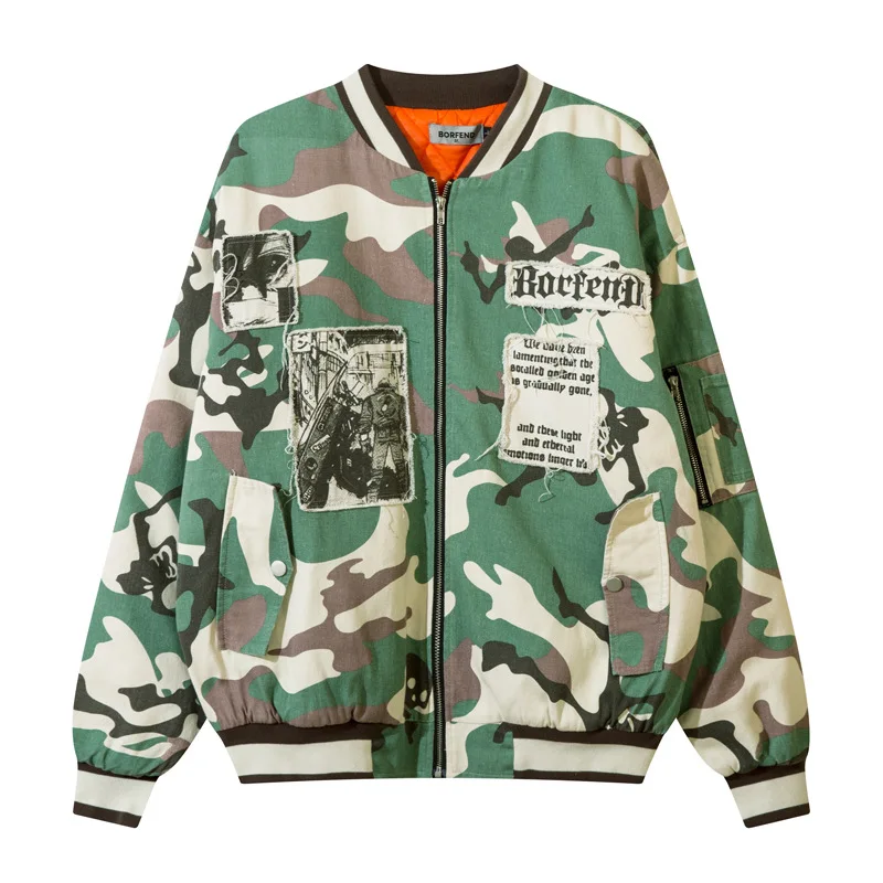 

Новое уличное модное Брендовое камуфляжное пальто из хлопка с вышивкой в стиле high street Jindian нейтральное мужское модное пальто