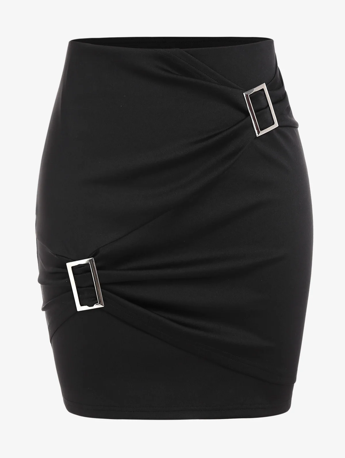 

ROSEGAL Black Rings Knot Bodycon Skirts High Quality Women Elegant Pencil Skirt Sexy Club Party Wear Mini Bottoms Vestios 4XL