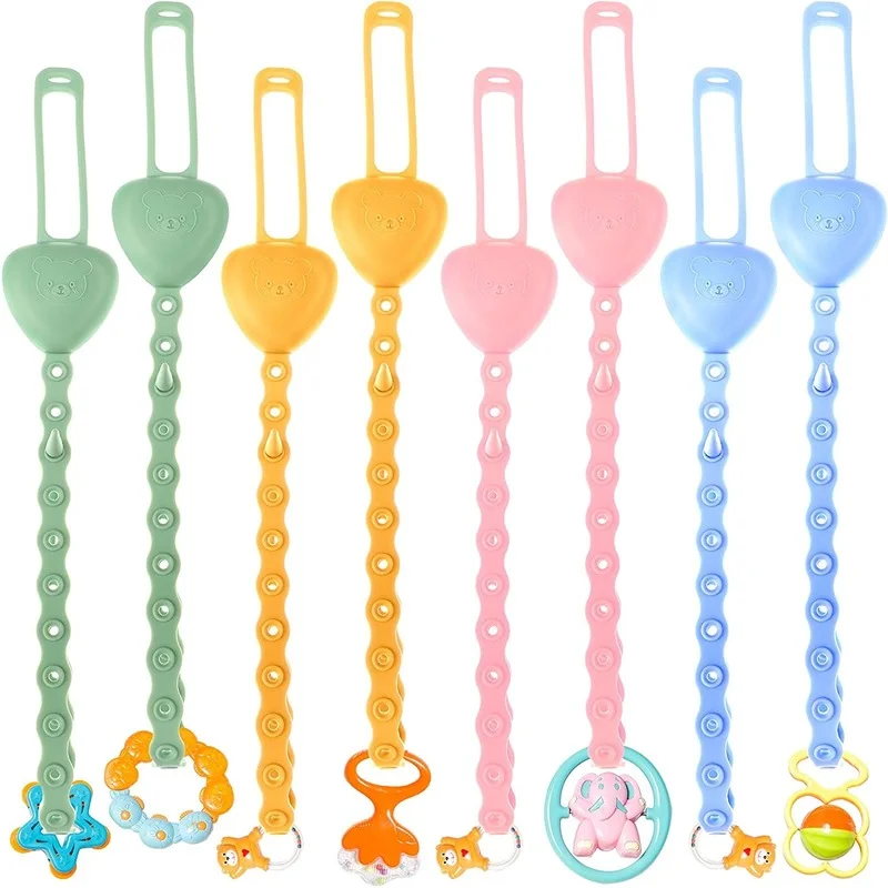 Silicone Pacifier Leashes Stretchable Baby Toy Straps Toddler Bottle Harness Teether Clip for Strollers Chair Shopping Cart