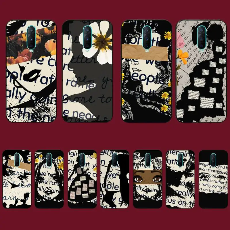 

flower Girl Sketch on paper Phone Case for Vivo Y91C Y11 17 19 17 67 81 Oppo A9 2020 Realme c3