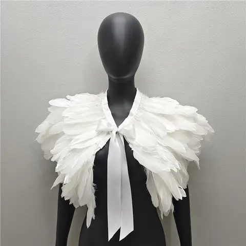 Женский шарф в готическом стиле, Женская шаль из искусственного меха, с перьями