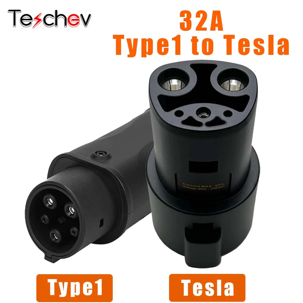 

Teschev 32A 220V 250V EVSE адаптер тип 1 для Tesla Model 3 Y S X EV адаптер преобразователь разъем для электромобиля