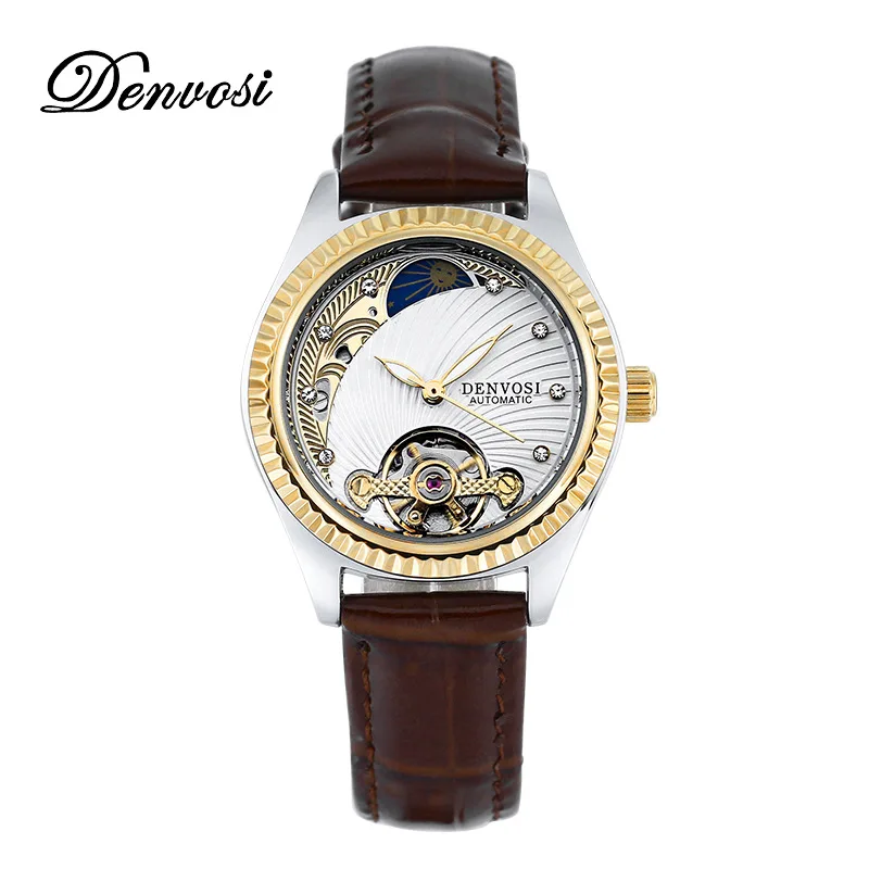 BENVOSI 2023 New Leather Mechanical Watch for Women Luxury Fashion Luminous Waterproof Women's Bracelet Wristwatch Reloj Mujer enlarge