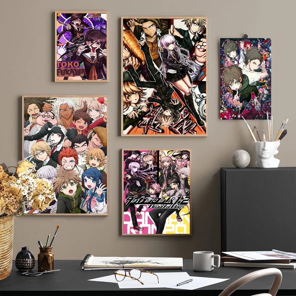 Аниме Danganronpa хит продаж хорошее качество принты и постеры белая бумага наклейка