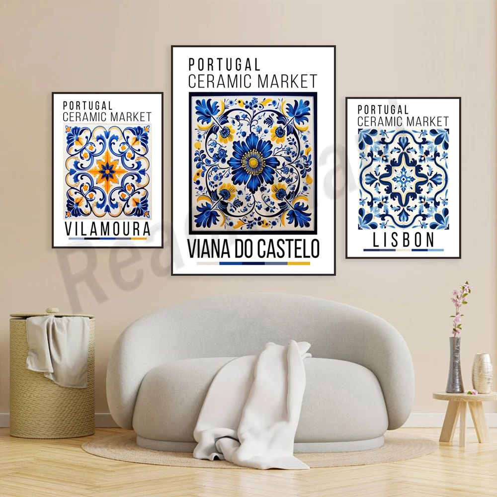 Плакат на португальский керамический рынок Viana do Castelo лиссабонское Искусство