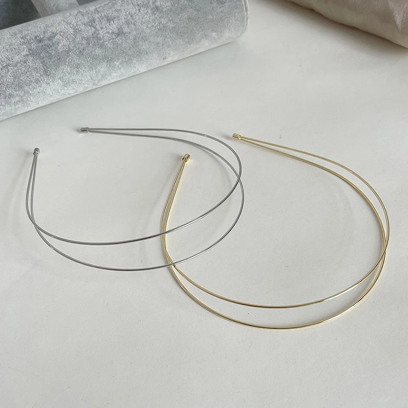 

Fashion Double Root Metal Hair Hoop Retro Gold Silver Women Hair Bands Simple Headwear Street Head Hoop Fashion Hair Accessories